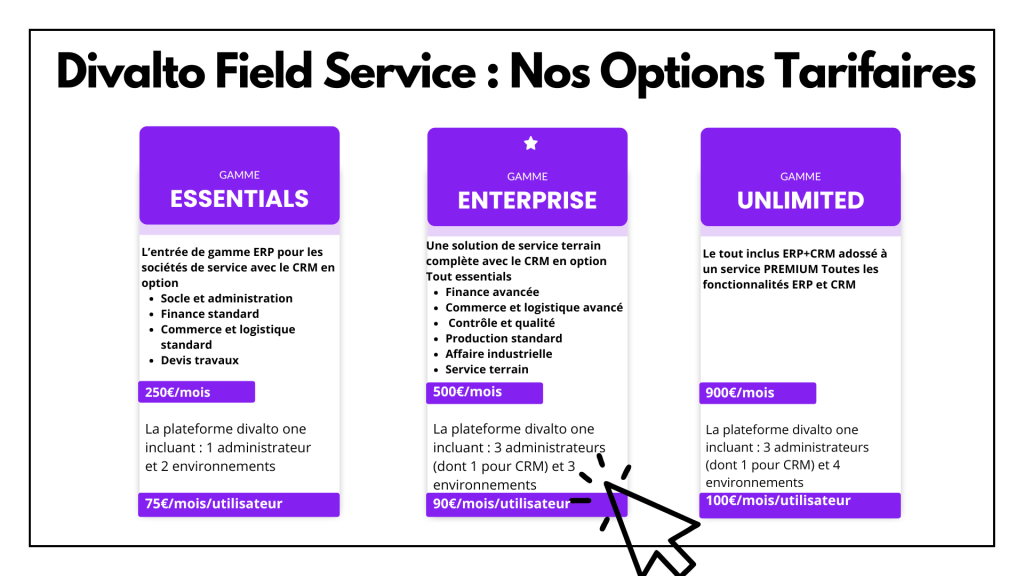 Tarifs ERP Divalto Field Service